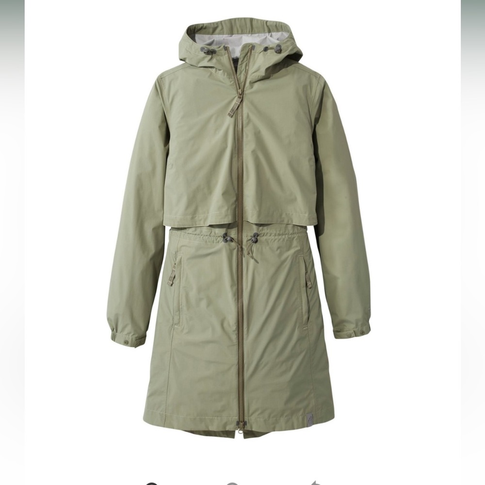 NWT LLBean Women’s Meridian Raincoat. Size XXS. Color Eucalyptus